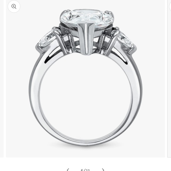 3-Stone Pear CZ Statement Engagement Wedding Ring in Sterling Silver - Picture 4 of 9